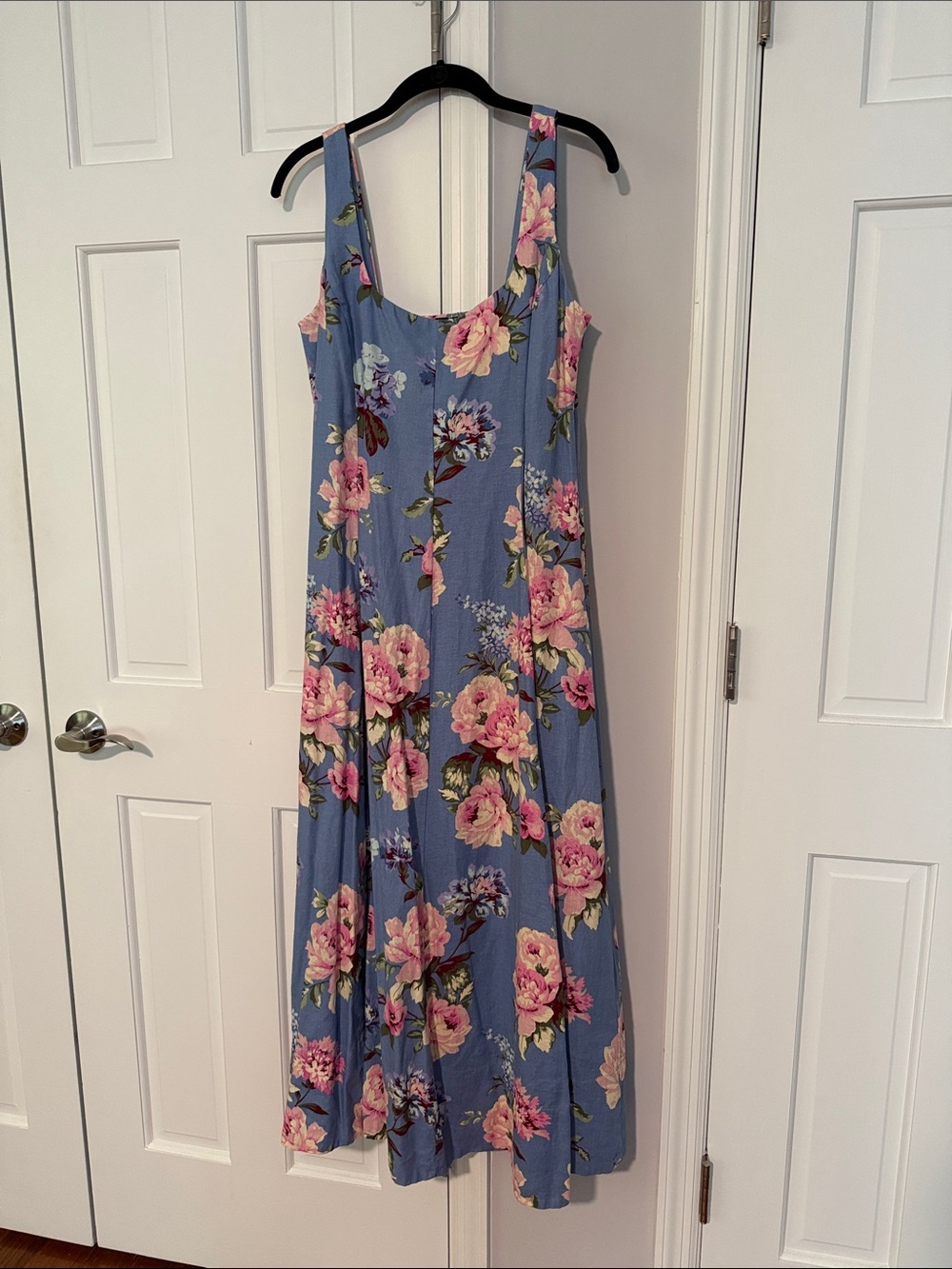 GAP Blue Floral Maxi Dress with Pink Blooms
